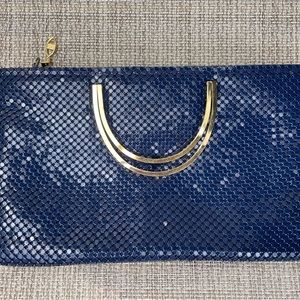 Blue mesh evening bag